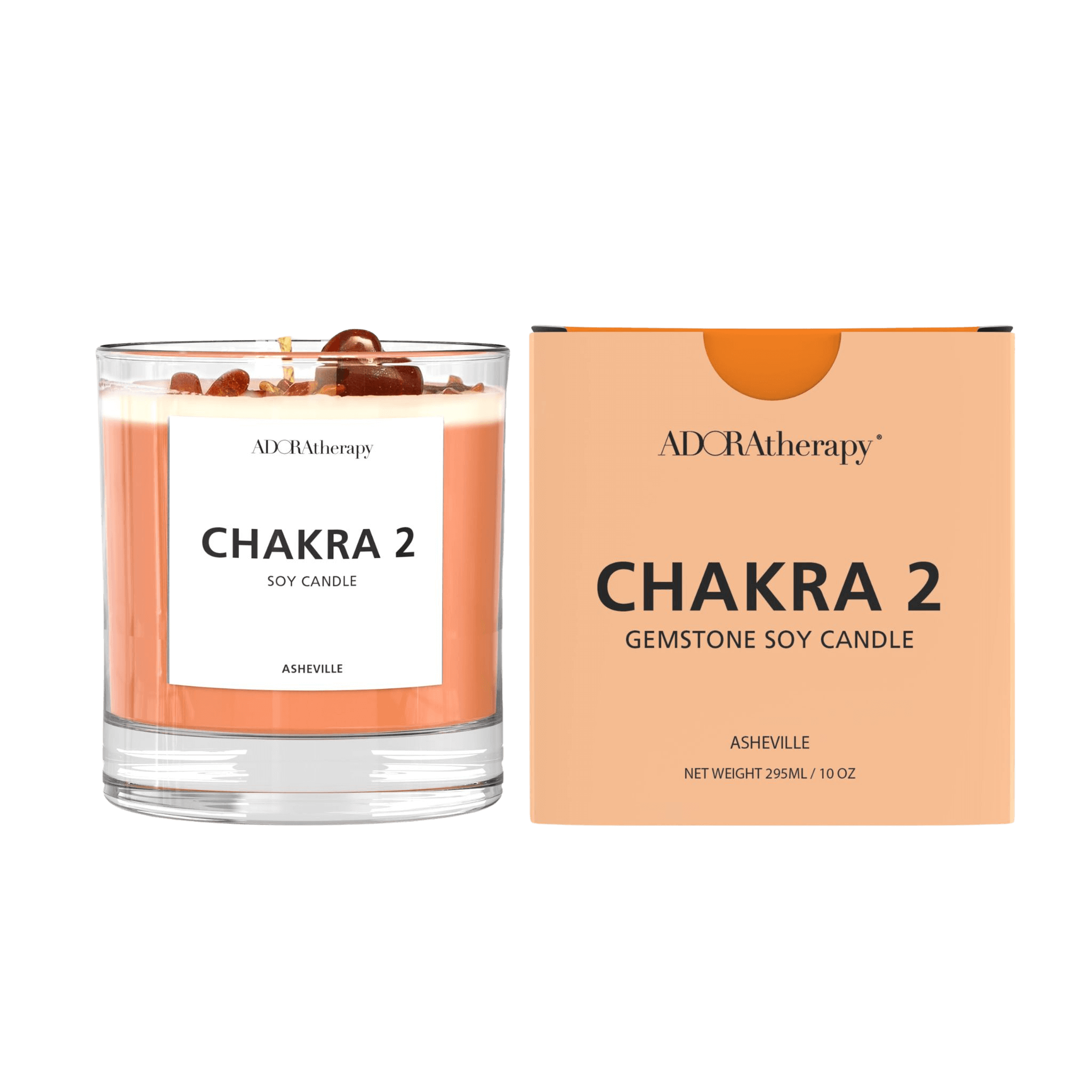 Chakra 2 Soy Candle with Sunstone Gemstones