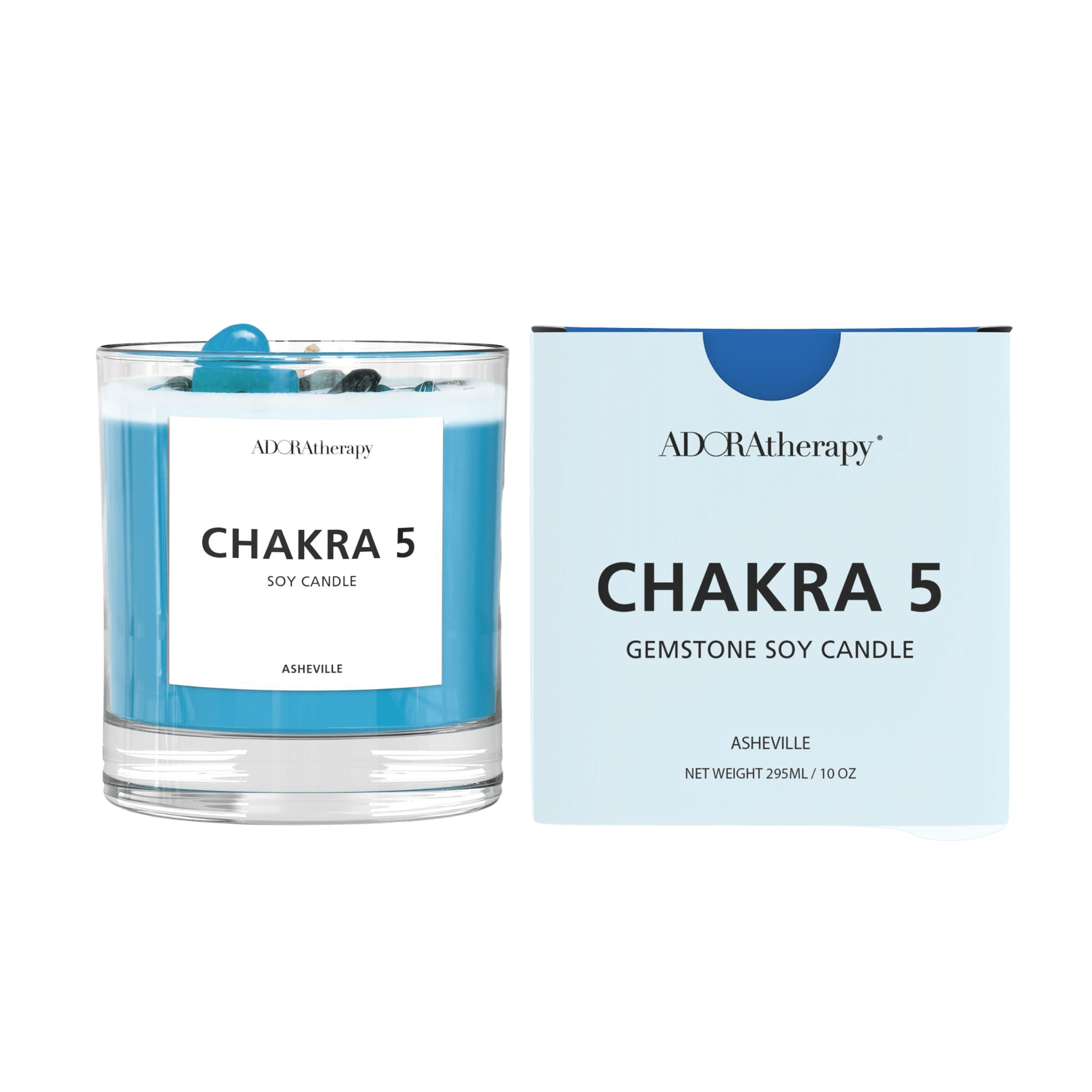 Chakra 5 Soy Candle with Lapis Lazuli Gemstones