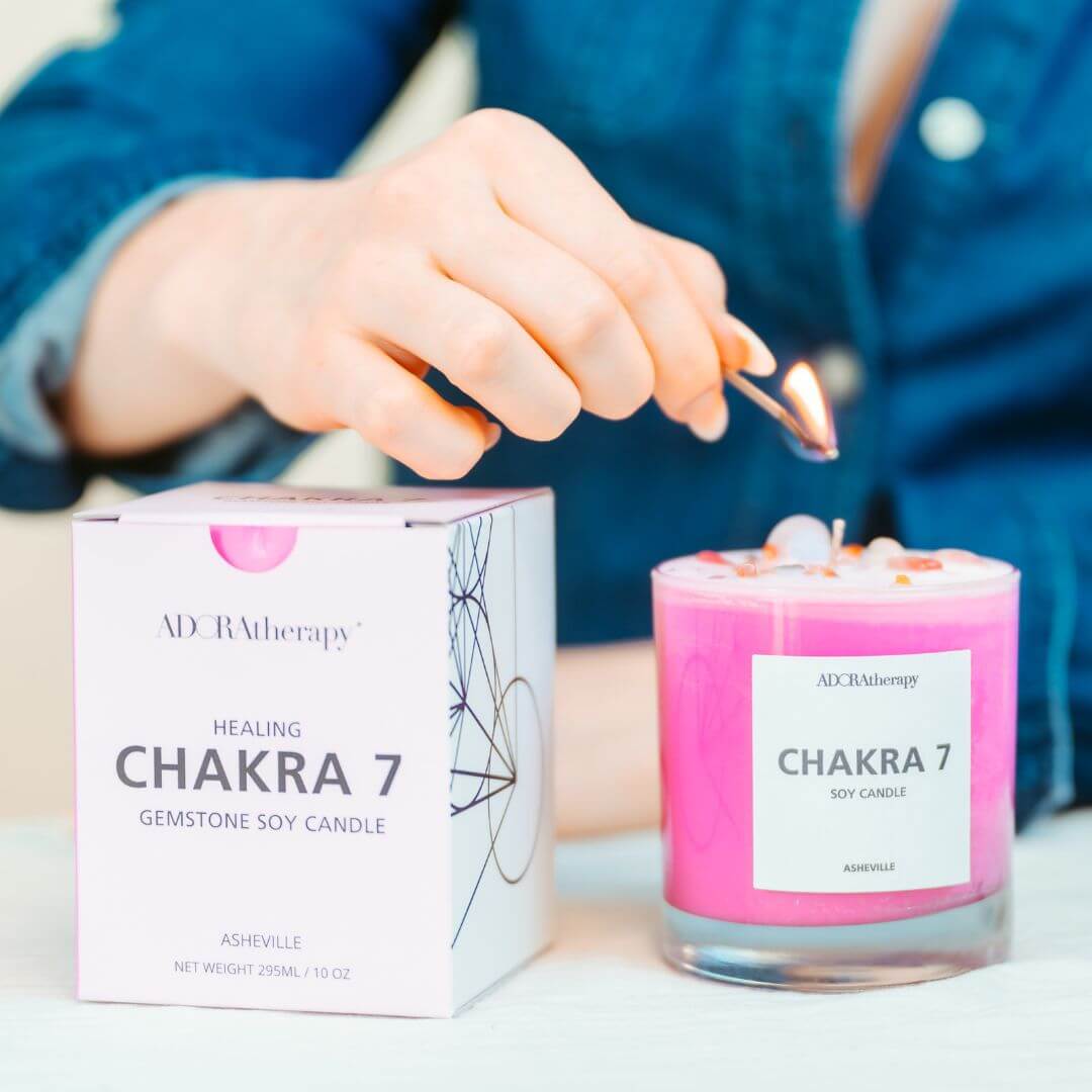 Chakra 7 Gemstone Soy Candle