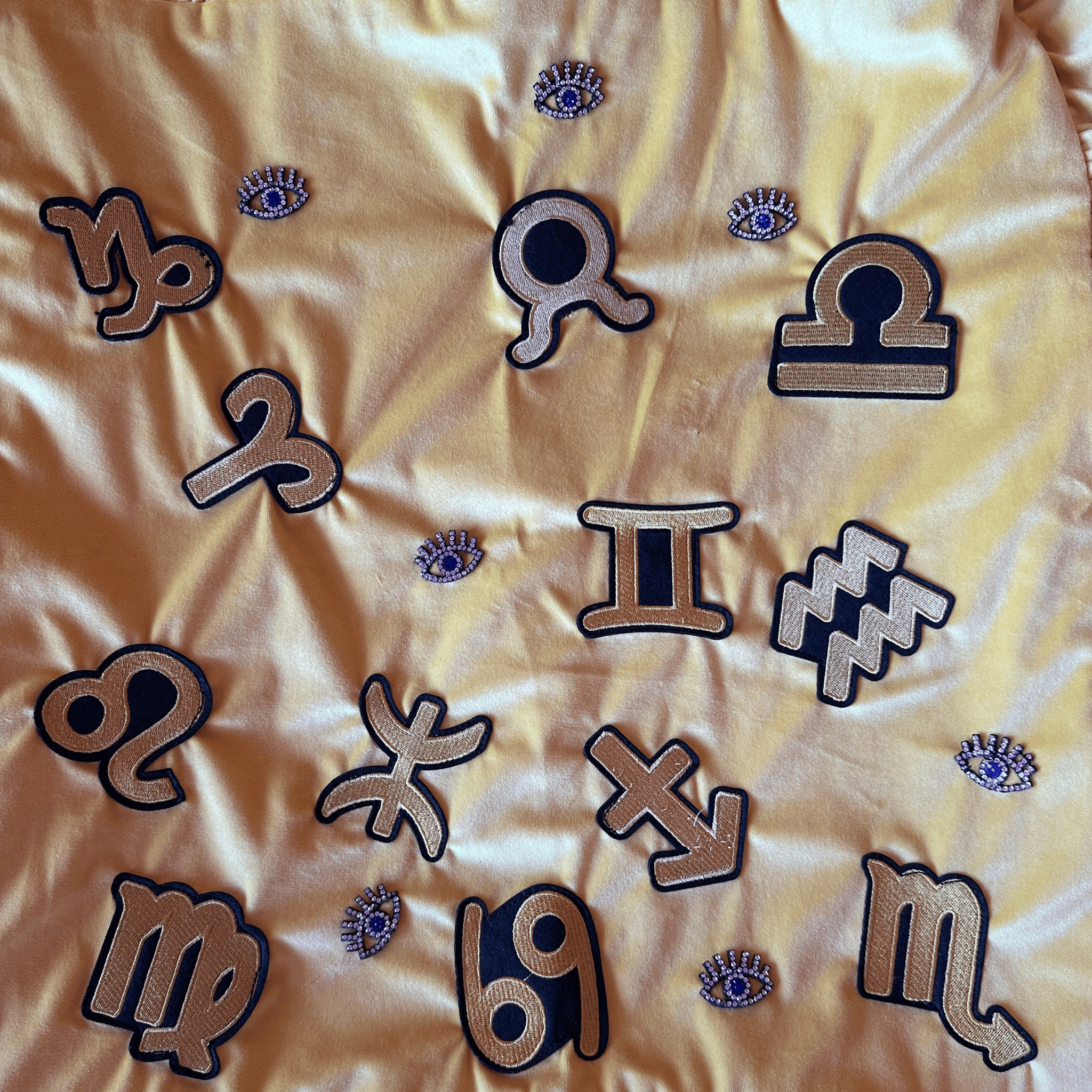 Yellow zodiac ruffle patch pillow 