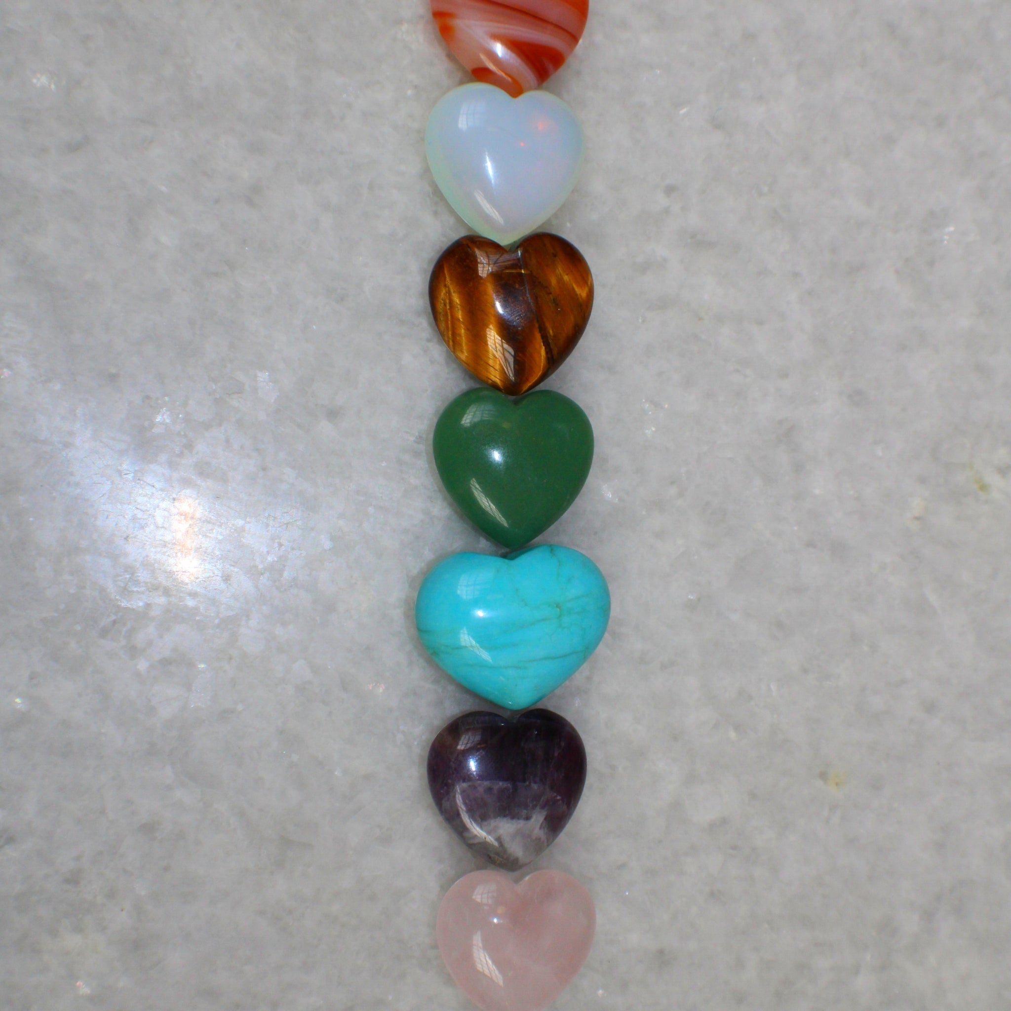 Set of 7 Chakra Heart Crystals for Healing